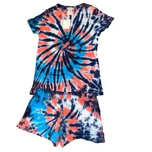 Sleepyheads 2pc Set Tie Dyed Shorts Pajamas Sz Med 100% Cotton NWTS